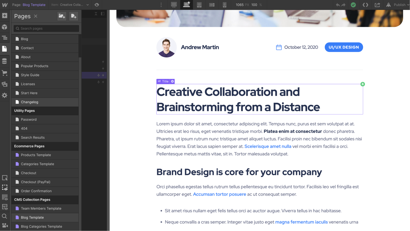 CMS Page - Market Webflow Template