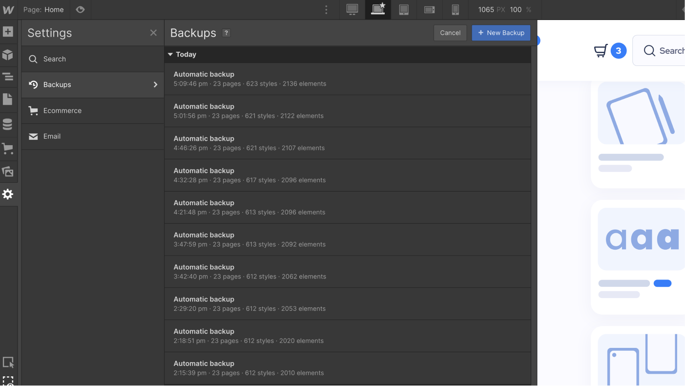 Backups - Market Webflow Template