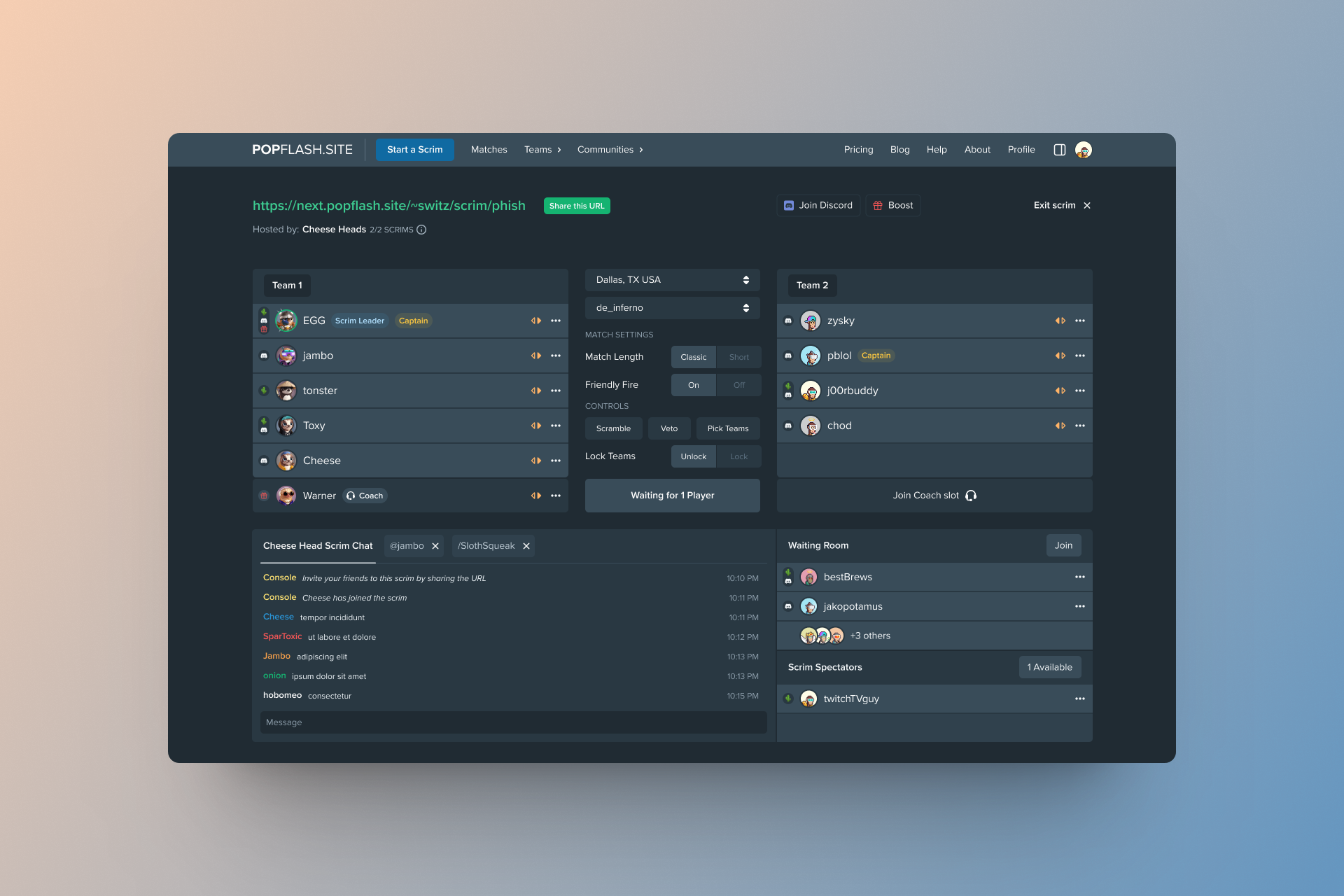Scrim page