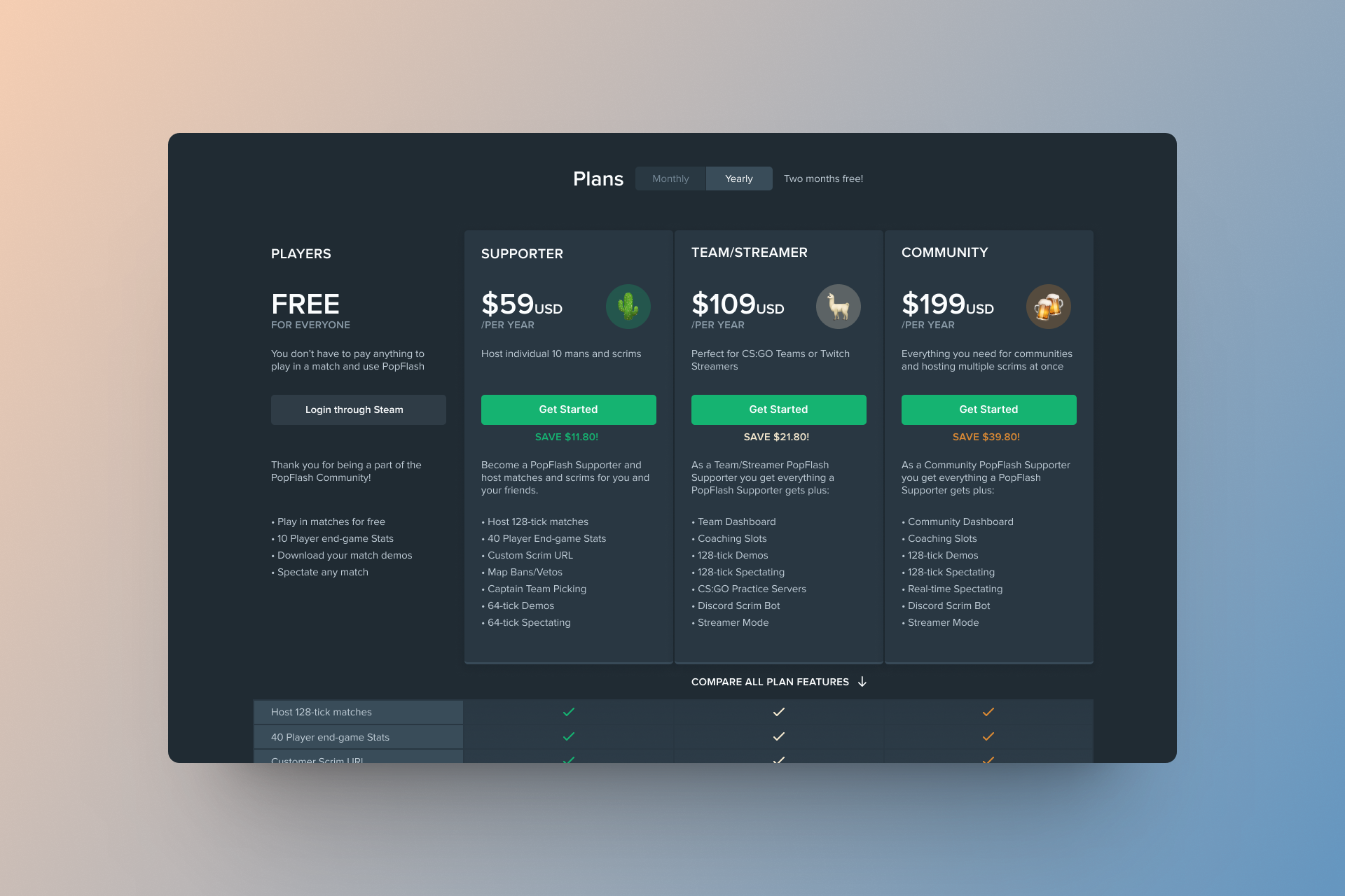 Pricing page