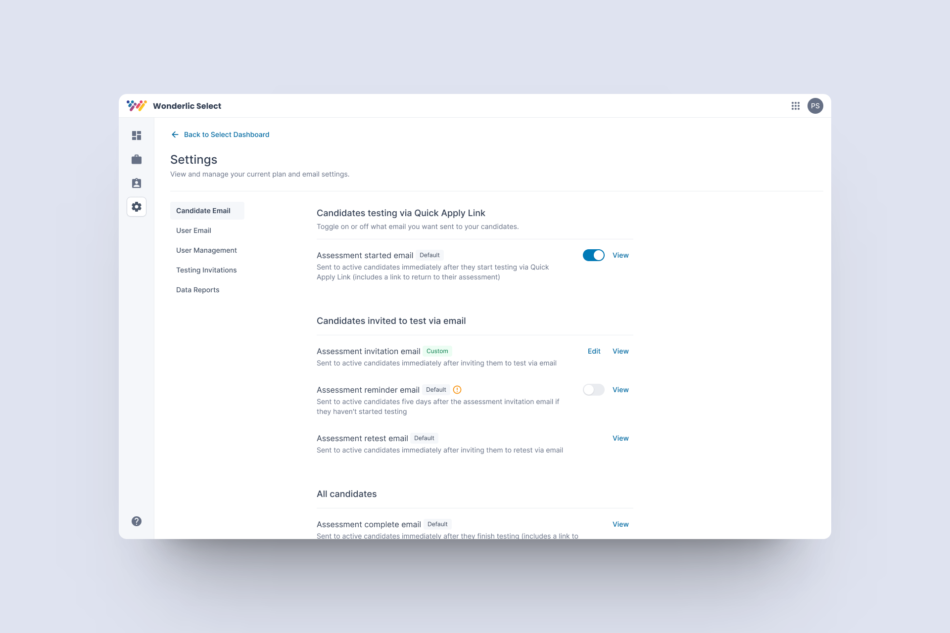 Email settings