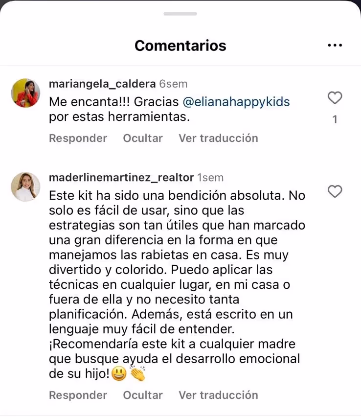 Testimonial 2 de cliente satisfecho de Elianahappykids