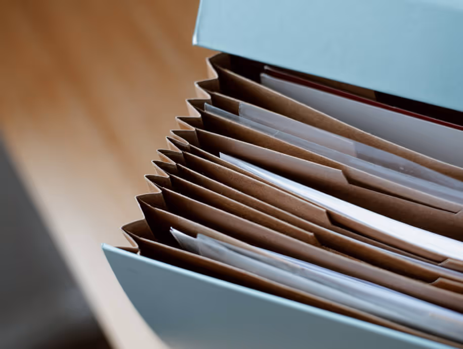 Main service page image for Business Strategy page showing file folder up close.