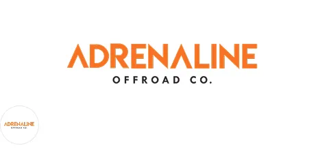 Adrenaline Offroad Co. wordmark in orange, with icon lockup