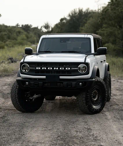 Lifted Ford Bronco, front view, Adrenaline Offroad Co. build