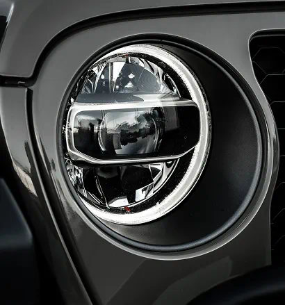 Jeep headlight close up