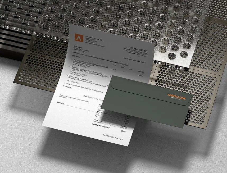 Adrenaline Offroad Co. business cards and stationery