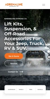 Adrenaline Offroad Co. website on a phone