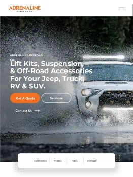 Adrenaline Offroad Co. website on tablet