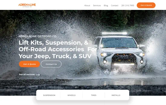 Adrenaline Offroad Co. website on desktop