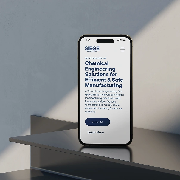 Siege Engineering website on a phone.