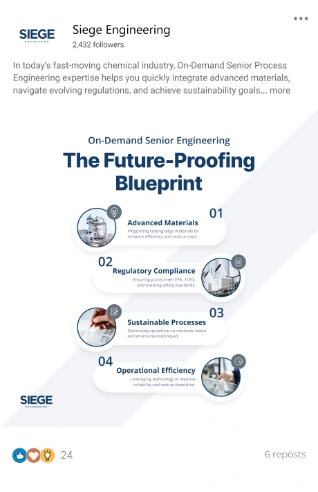 Siege Engineering LinkedIn post: the future proofing blueprint.