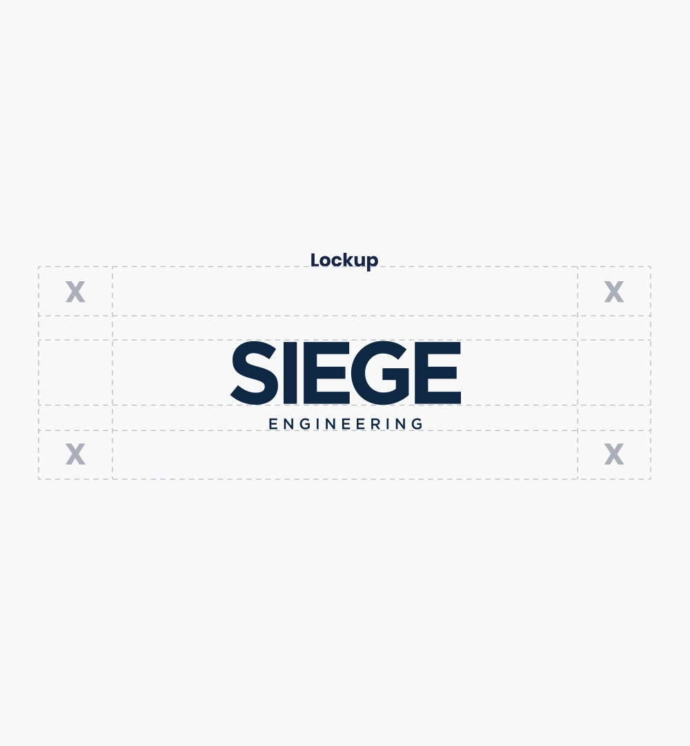 Siege Engineering logo lockup with clear space guides.