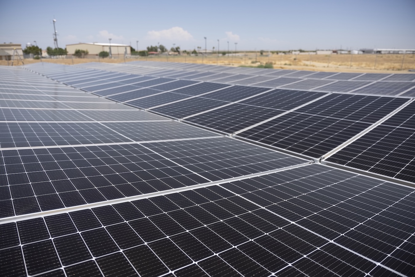 Planted Solar field assembly machines and high-density racking technology on a White Pine Renewables project in Kettleman City, CA.