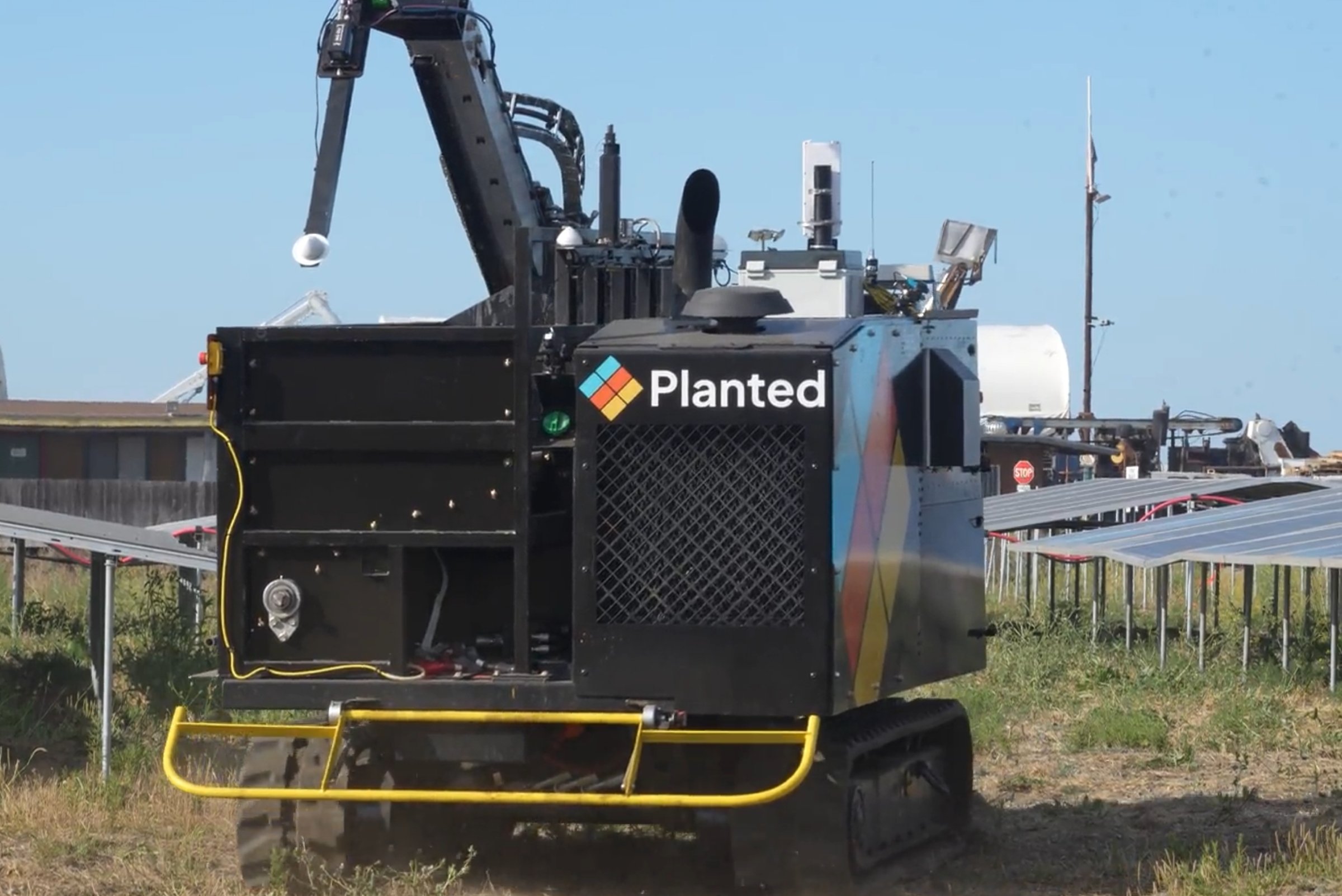 Planted Solar's Sage robot, the company's next-generation autonomous field installation machine