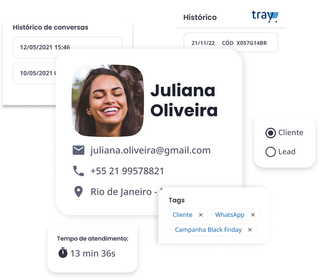 Composição tela de histórico de conversas Octadesk