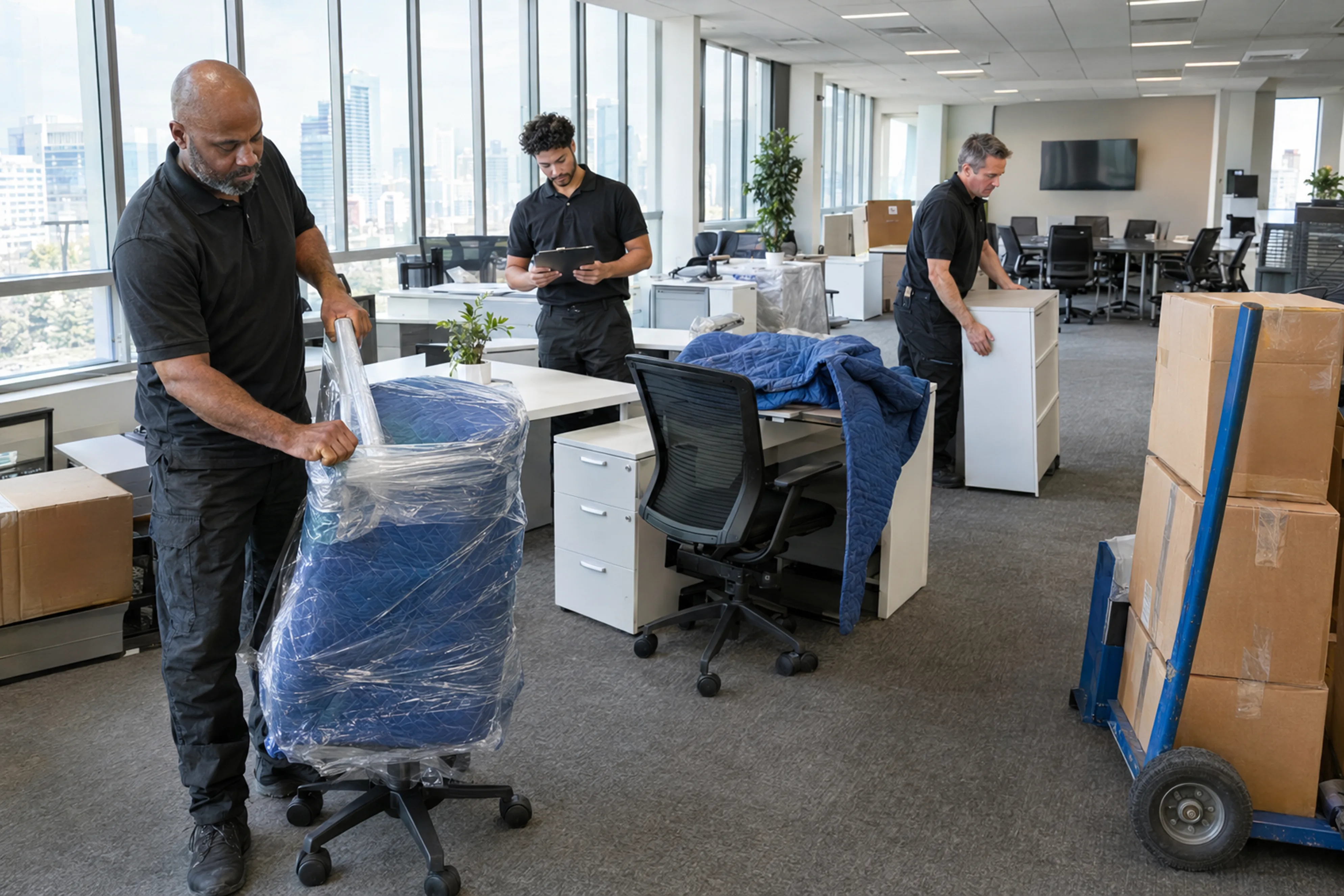 Office furniture arranged for liquidation and decommissioning services in Toronto