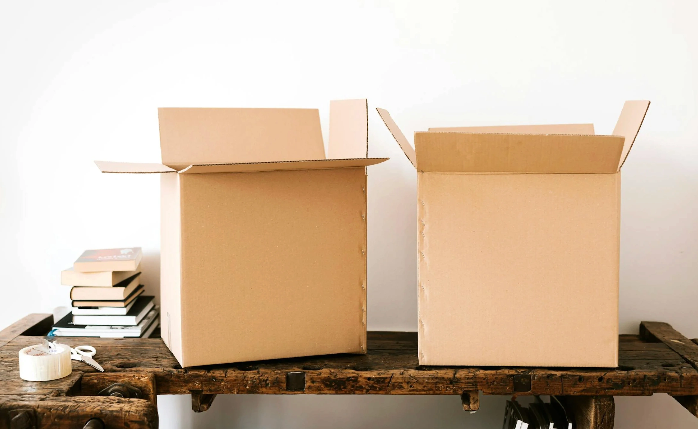 boxes on office table