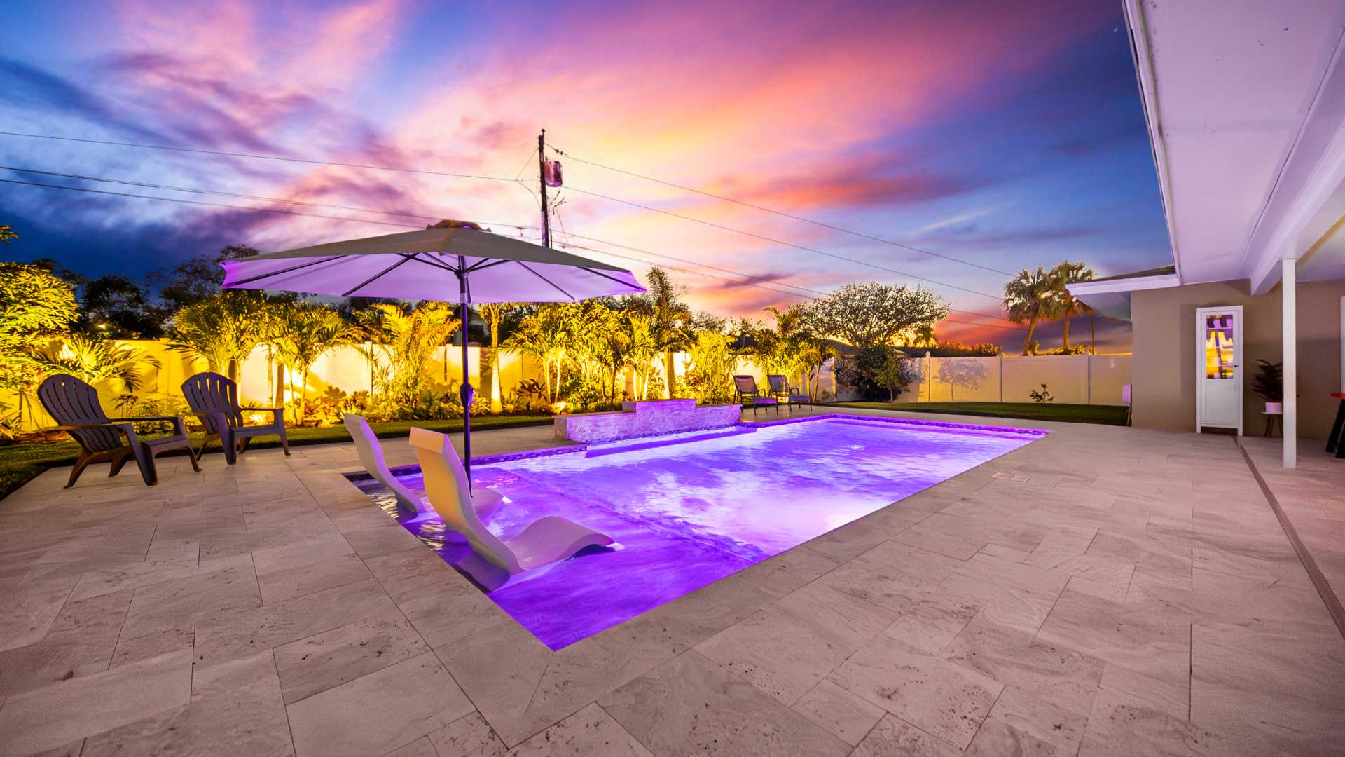 swimming pool with lighting side view