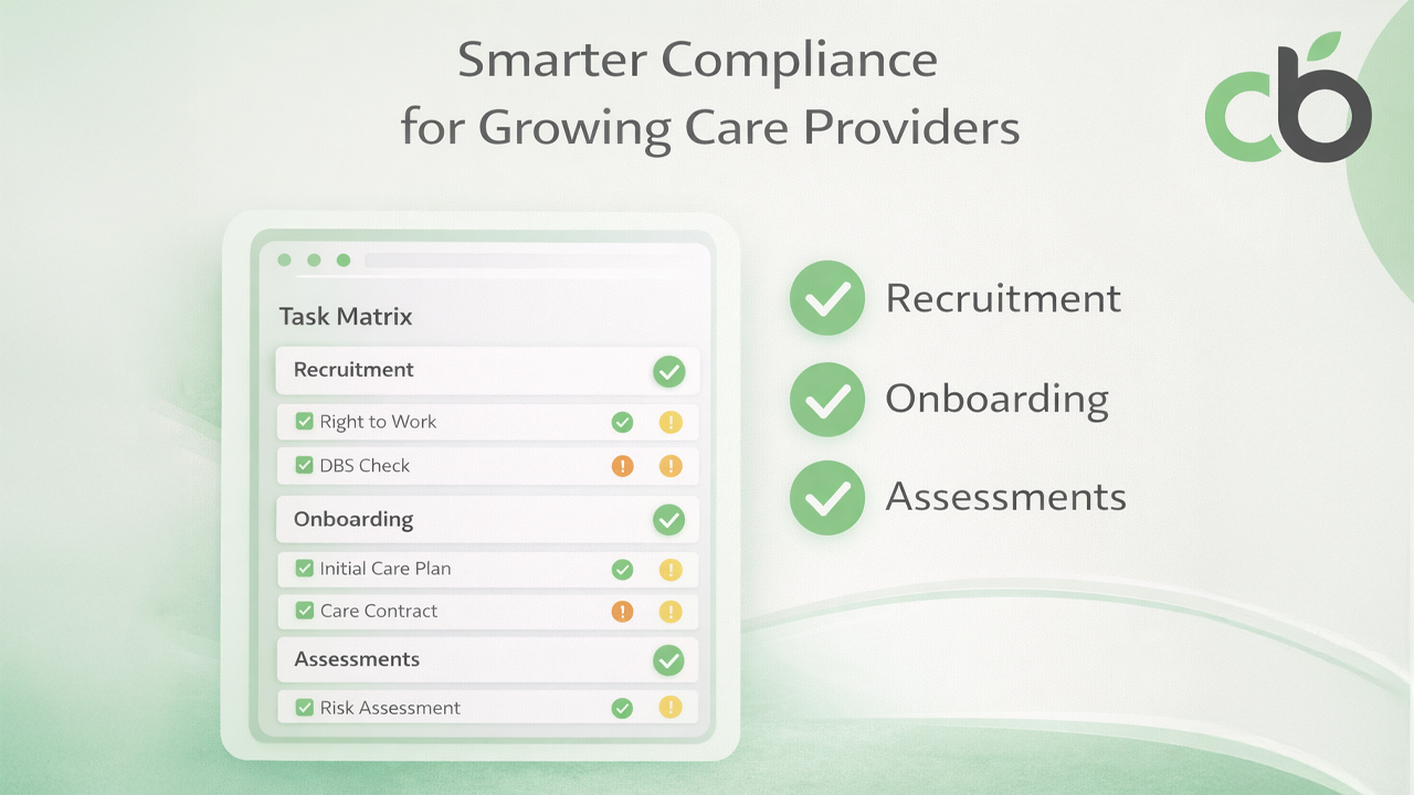 Careberry compliance dashboard showing structured recruitment and onboarding workflow