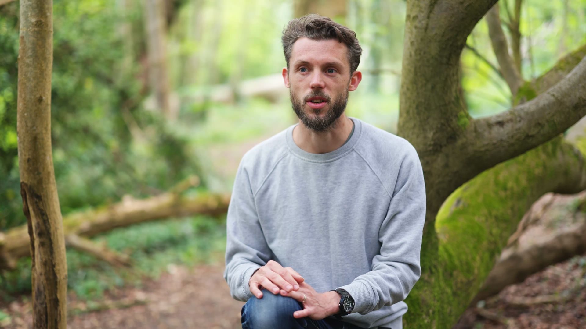 Jon Barnes in woodland, from his films