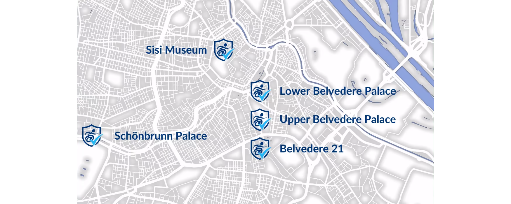Map of tourist attractions in Vienna that accept the National Disability Card