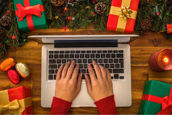 Christmas Shopping on a Laptop