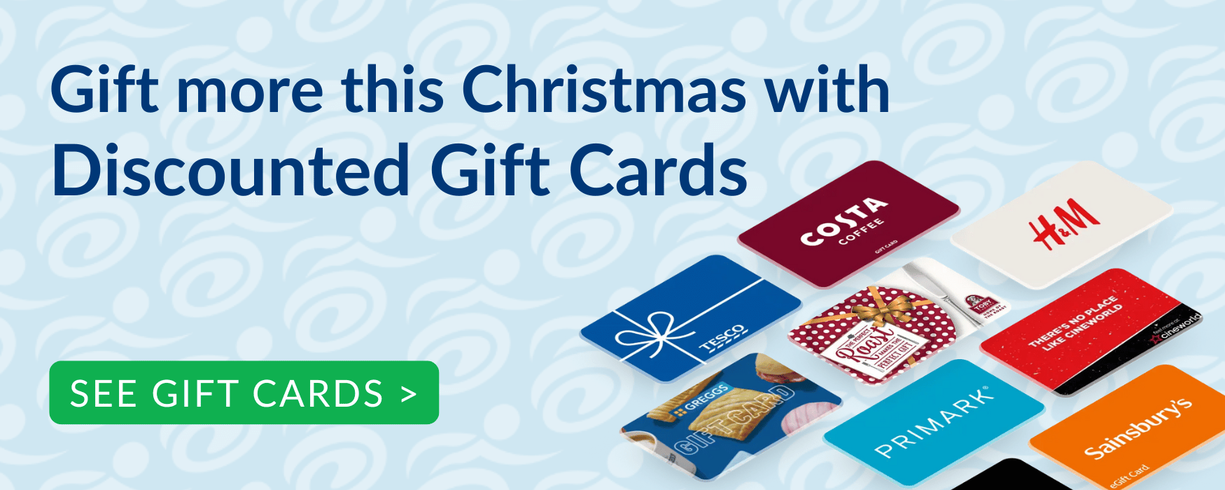 Promotional image for gifting more this Christmas with gift cards