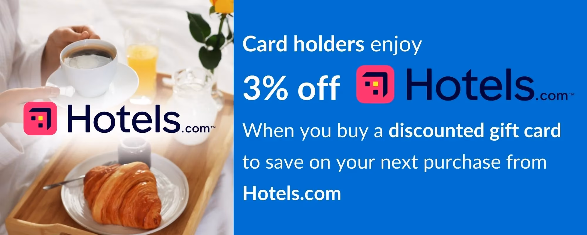 national disability card holders enjoy 3% off hotels.com when you buy a discounted gift card