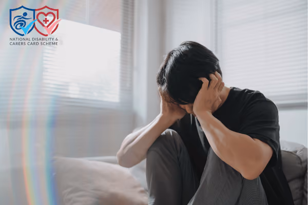 Man with head in hands signifying a mental health struggle