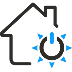 Shinnova logo with house, power button, and solar rays