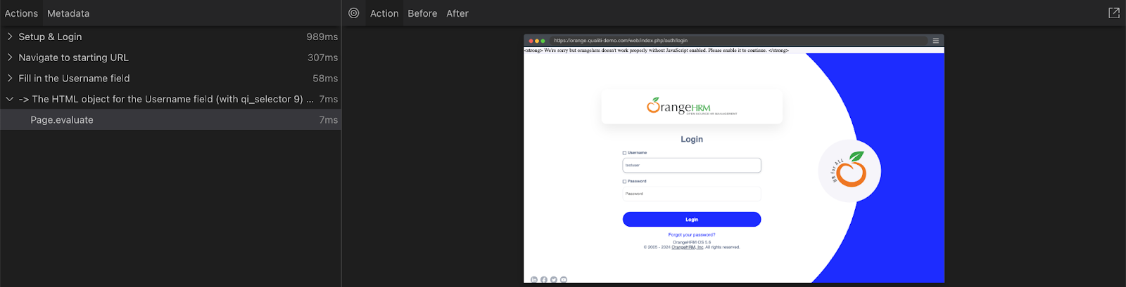  Trace Viewer displays a screenshot of each step of our tes