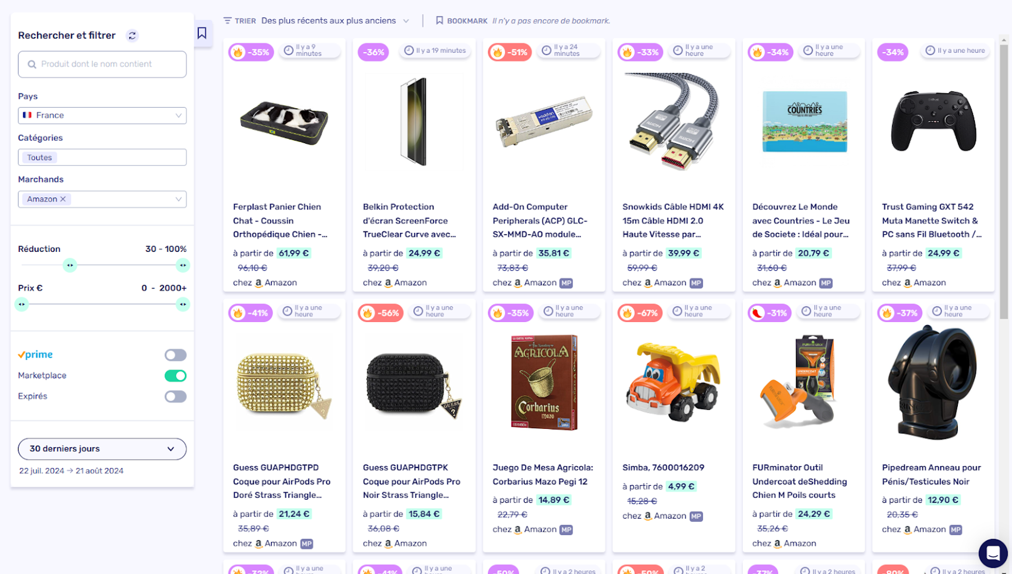 L'outil Deals & Tendances d'Affilizz