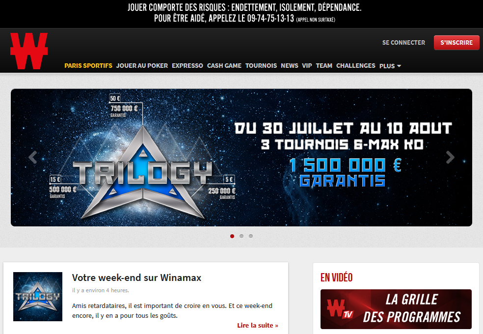 Capture d'écran site Winamax