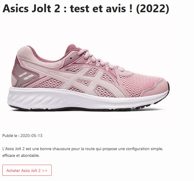 Exemple test de produit sport