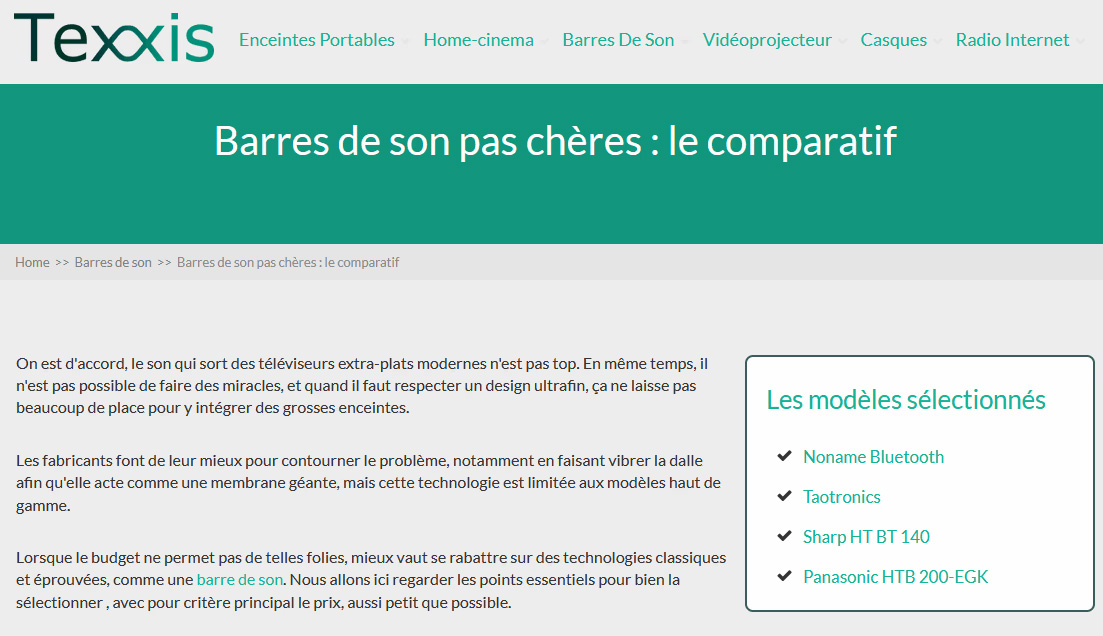 comparatif barres de son