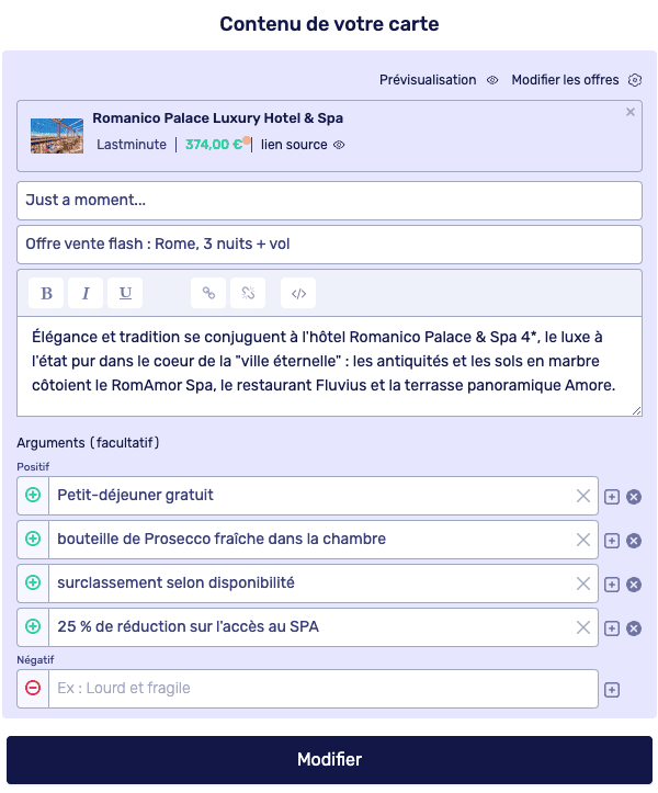 personnaliser carte affilizz