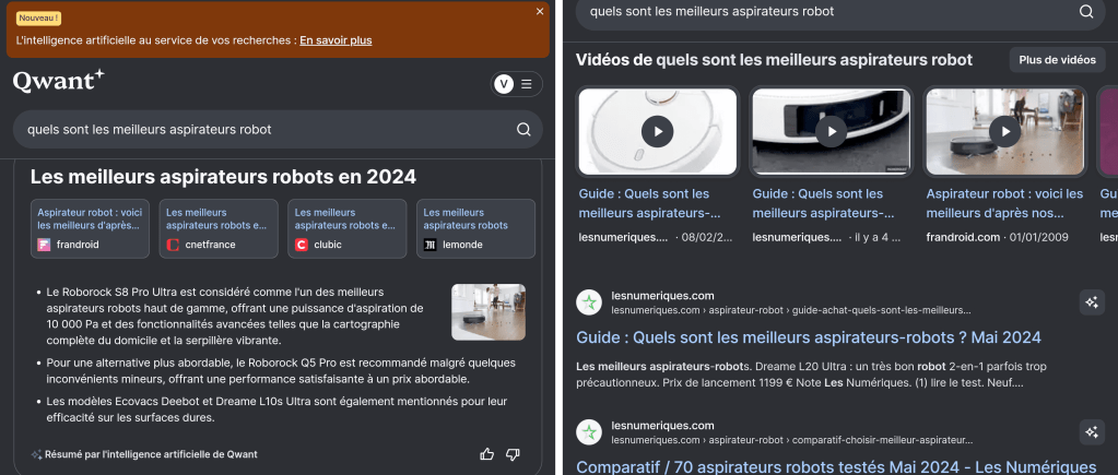 SERP vs IA sur Qwant
