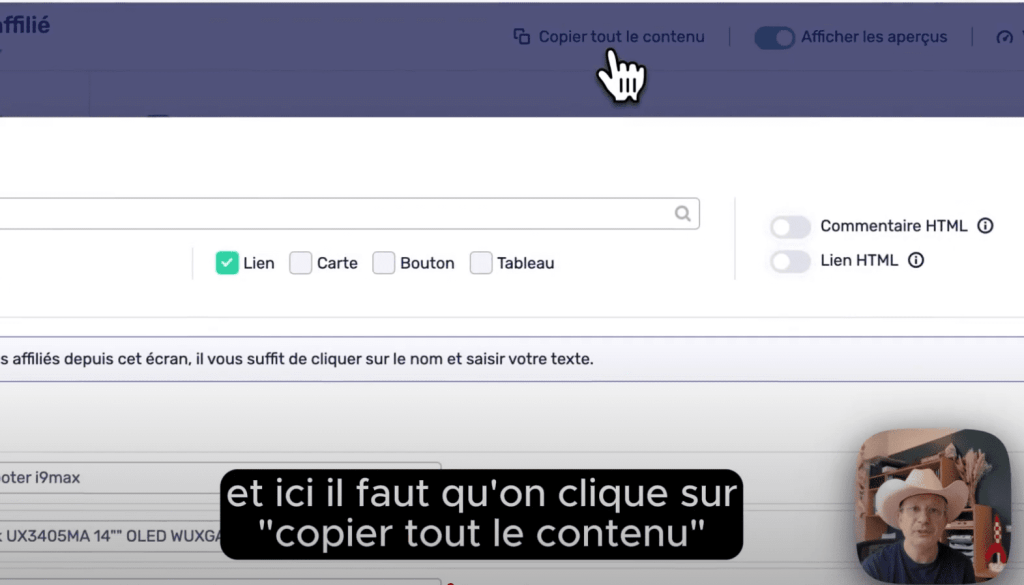 copier tout le contenu, en 1 clic