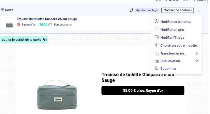 options affilizz modeles widgets