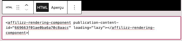 scipt html affilizz wordpress