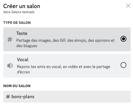 creer un canal discord