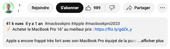 youtube afficher plus affiliation
