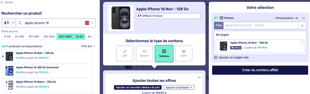 base produit affilizz