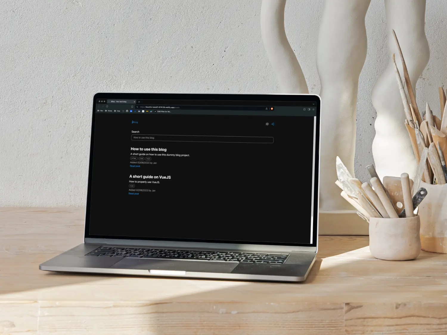 jblog portfolio project mockup built with vueJS