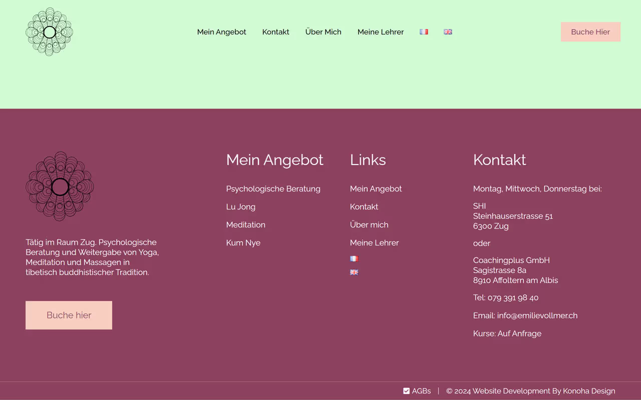 Homepage von Emilie Vollmer - Footer