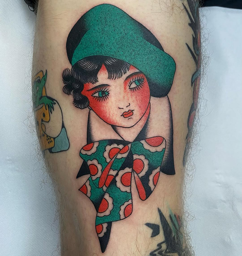 Mauro-Quaresima-traditional-lady-Spider Web Tattoo Berlin