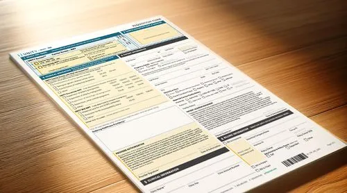 The requisition form on a table