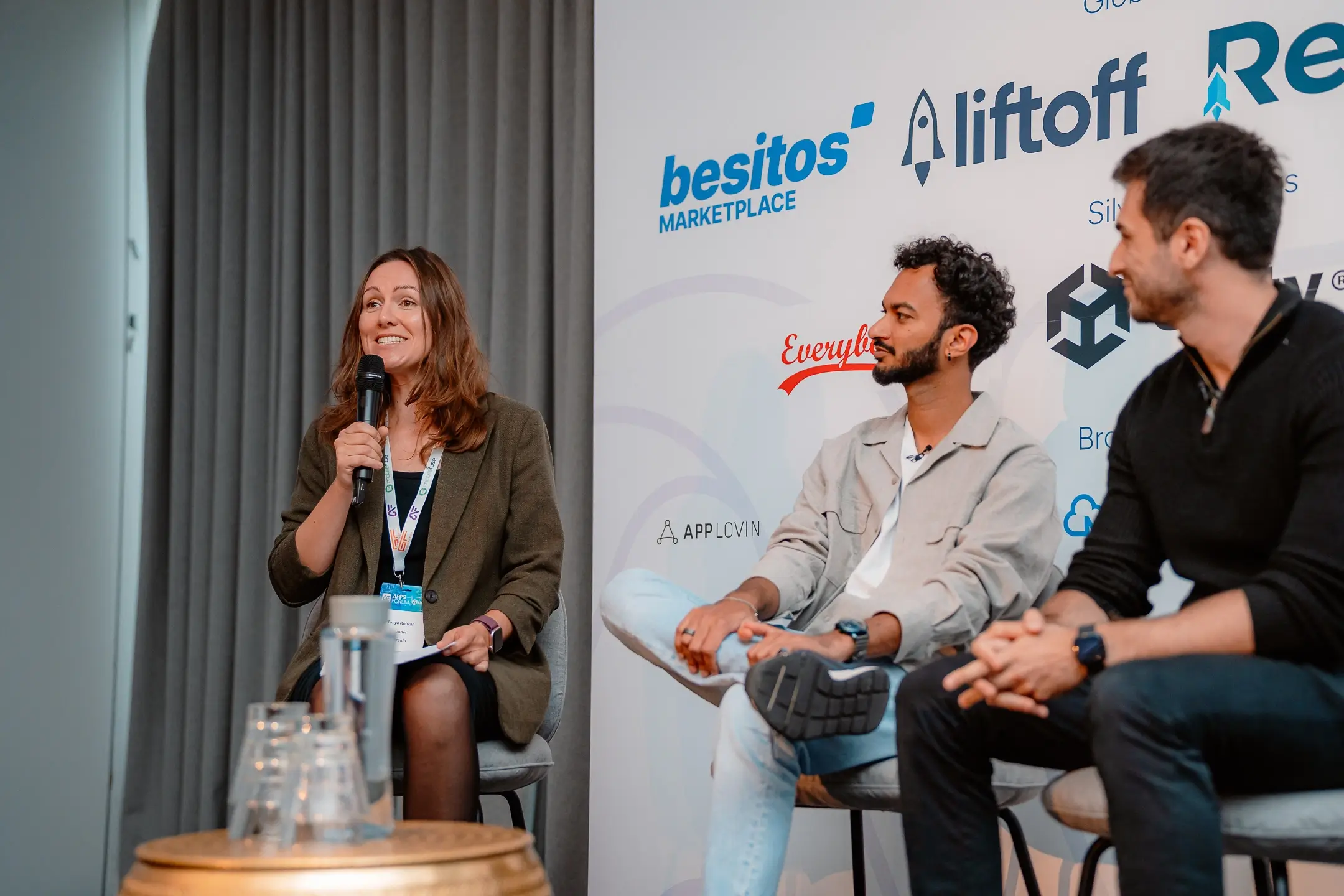 Tetiana Kobzar, Founder of Diversido, shares insights during a panel on meaningful gamification at AppsForum London 2025