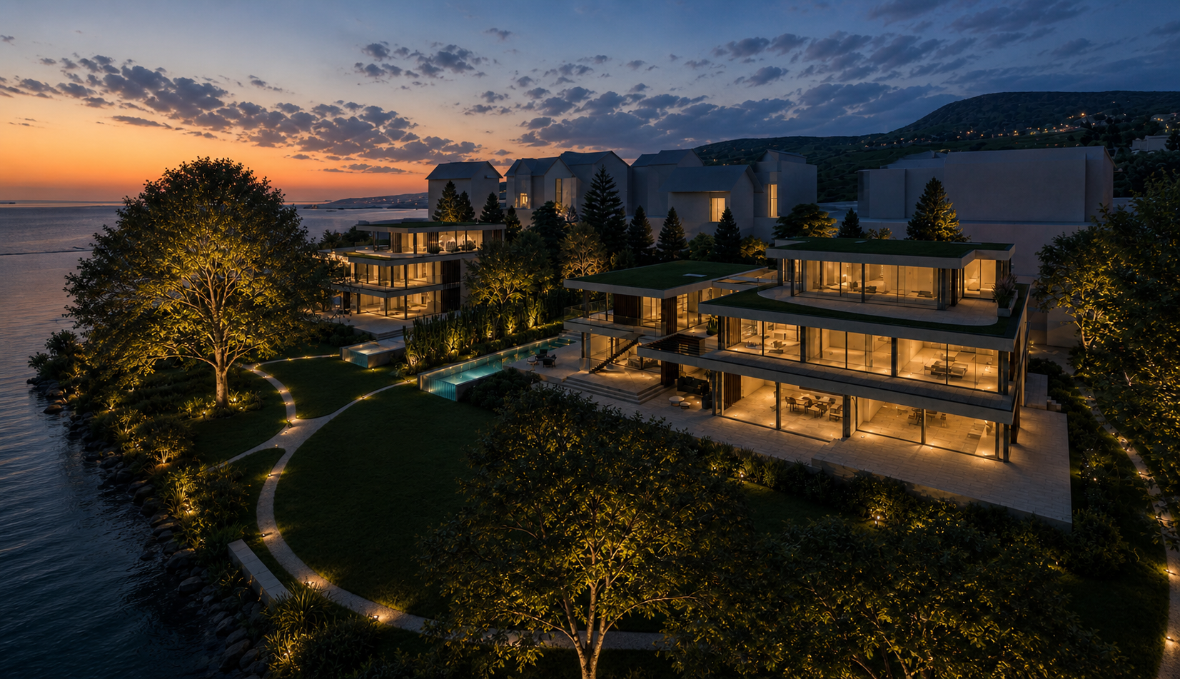 Lichtkonzept – Doppelvilla am See